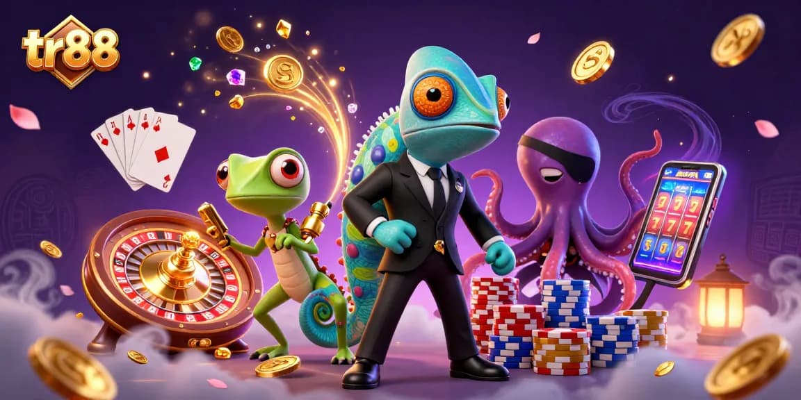 tr88 players experience excitement with a 3D casino scene featuring vibrant characters and dynamic elements.
