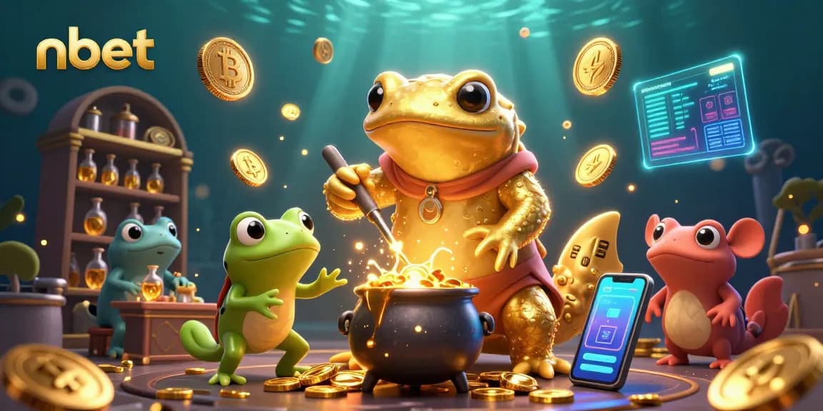 Experience nbet excitement with an alchemist crafting gold in a vibrant casino scene.