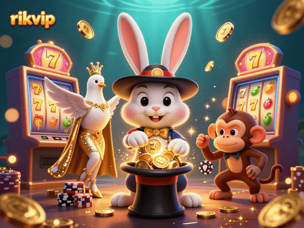 Experience thrilling wins with rikvip featuring a magician rabbit, dazzling dove, and playful monkey.