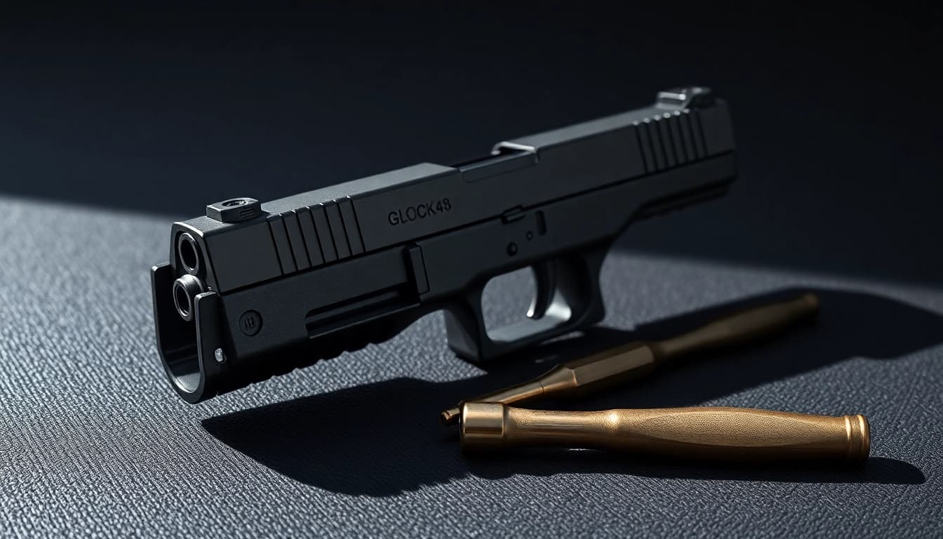 Showcasing the glock 48 mos slide complete with sleek design and precision craftsmanship.