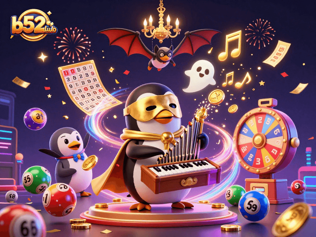 Immerse yourself in b52club's dynamic world, where a phantom penguin and golden coins enchant your gaming experience.