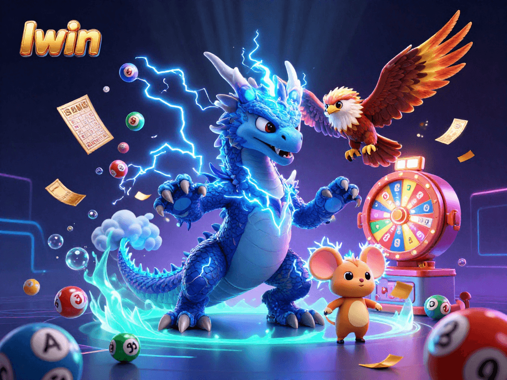 Iwin unleashes excitement with dynamic illustrations featuring lottery balls, bingo cards, and thrilling 3D characters.