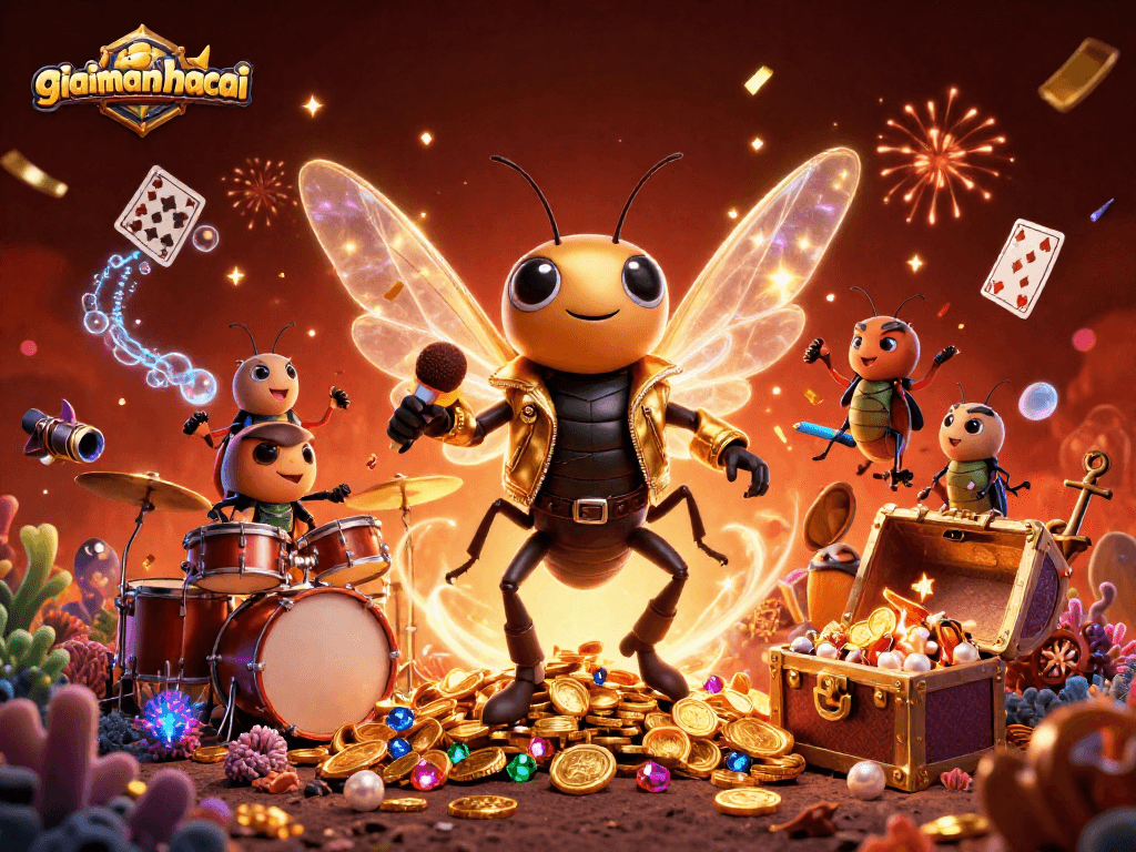 Experience the excitement of giaimanhacai with a vibrant casino-themed 3D illustration.