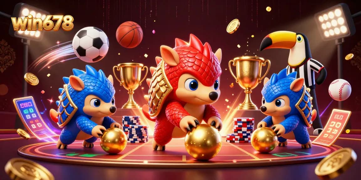 Engage with win678's thrilling casino experience as rival pangolins compete amid golden rewards.
