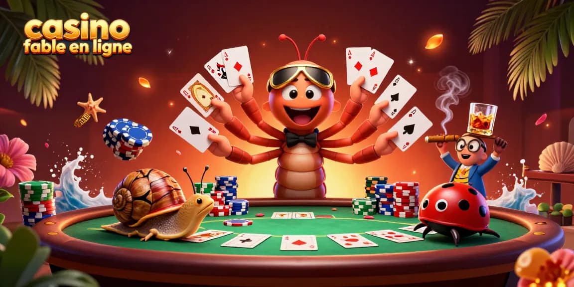 Jouez au casino fiable en ligne avec un croupier millipède et des jetons colorés.