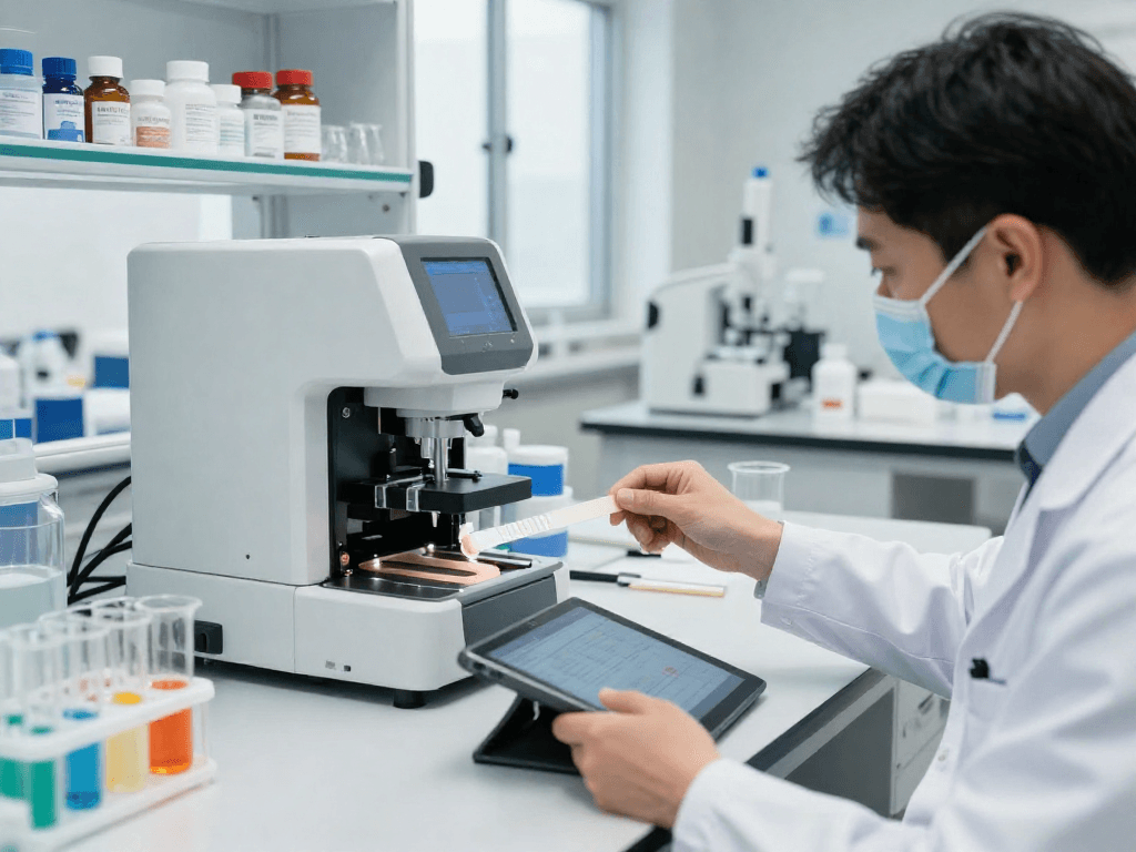 TB 500 Benefits illustrated in a modern lab with scientists analyzing precision compounds.