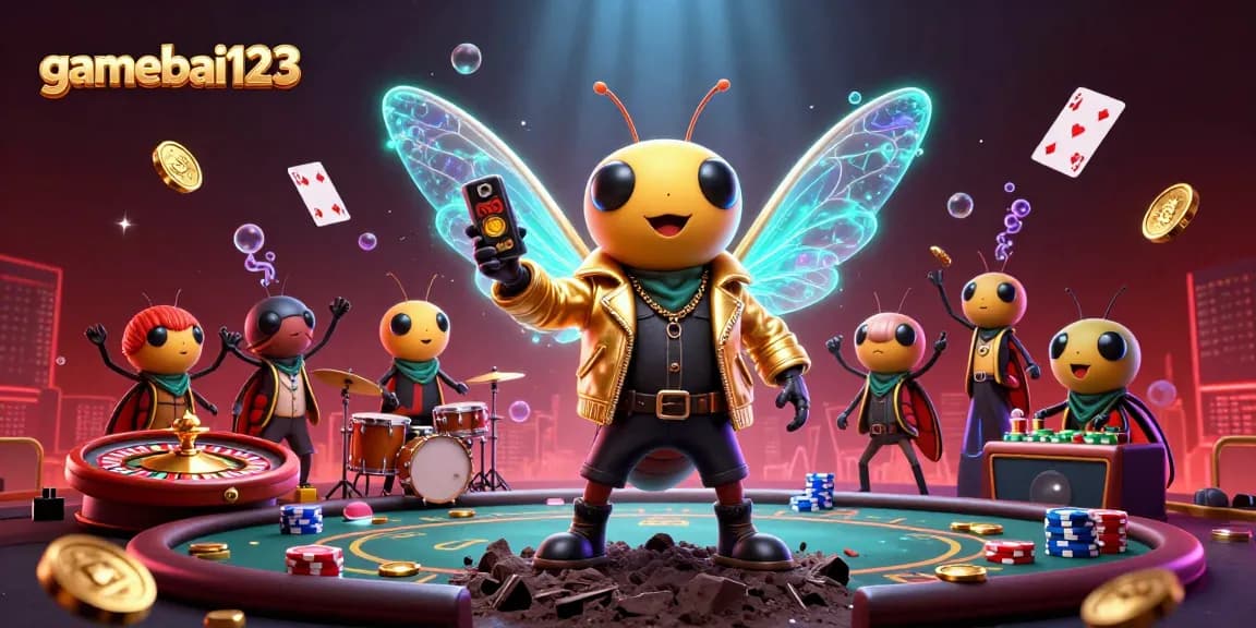 Win big with gamebai123 at the lively online casino scene filled with vibrant characters and dynamic gaming elements.