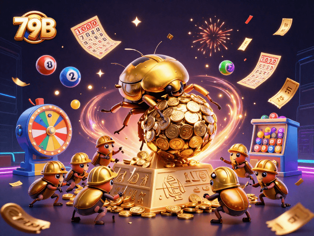 O 79B apresenta um cenário vibrante de um joaninha de ouro e bolas da loteria!