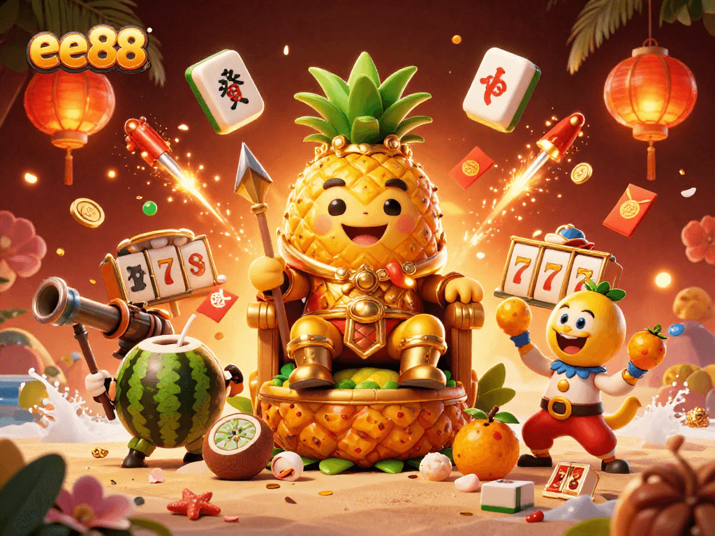 Experience the thrilling action of ee88 slots with vibrant characters and iconic game elements in a dynamic casino scene.