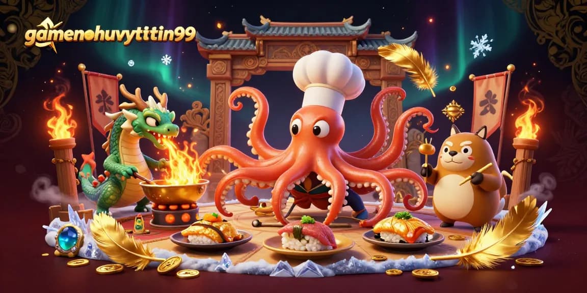 Experience captivating gameplay at gamenohuuytin99 with vibrant 3D casino-themed illustration featuring unique characters.