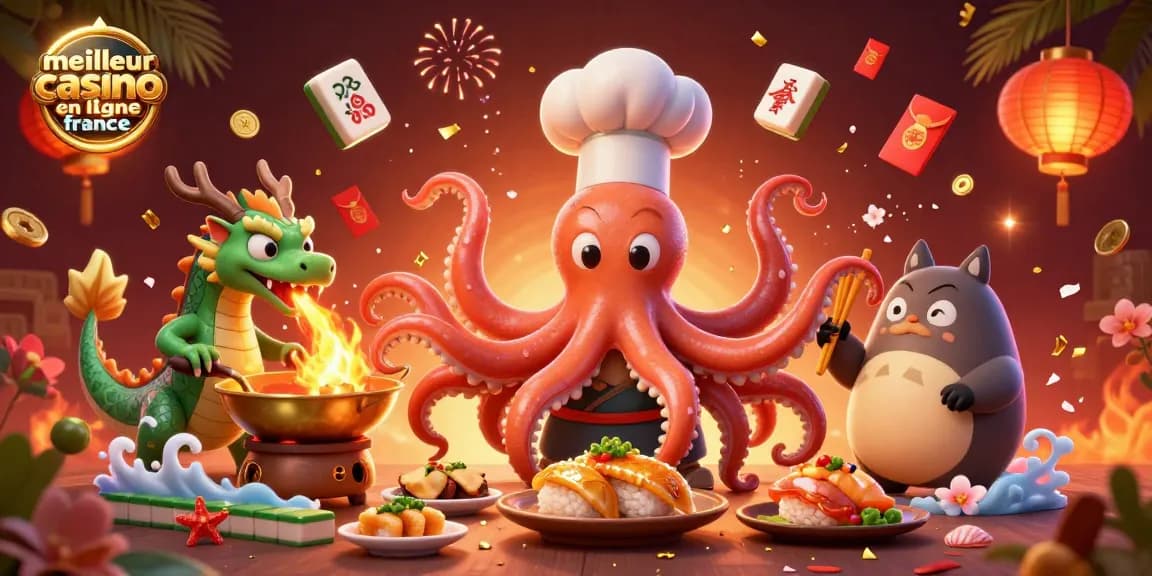 Jouez au meilleur casino en ligne France tout en admirant une illustration dynamique 3D colorée.