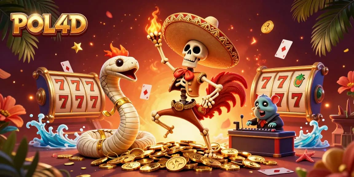 POL4D memukau dengan skeleton mariachi meriah dalam arena jackpot penuh koin emas.