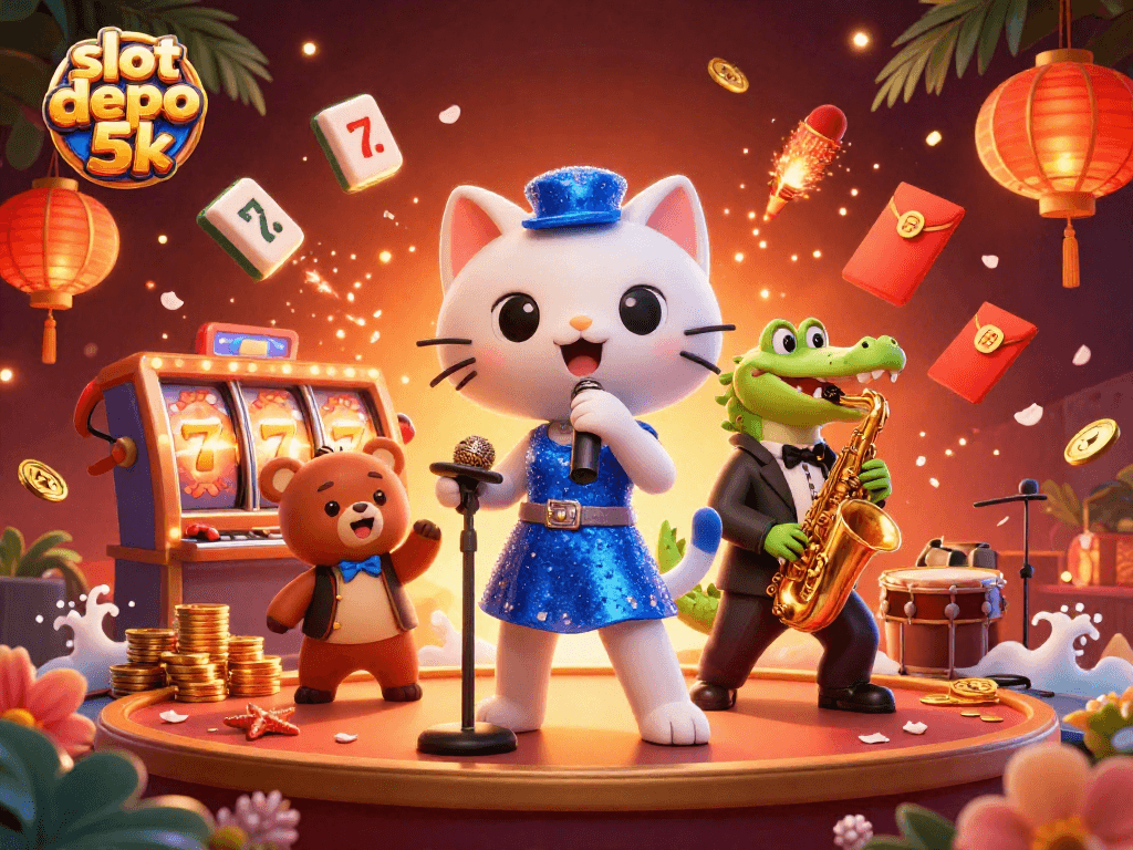 Experience the thrill of slot depo 5k with lively characters and vibrant casino elements.