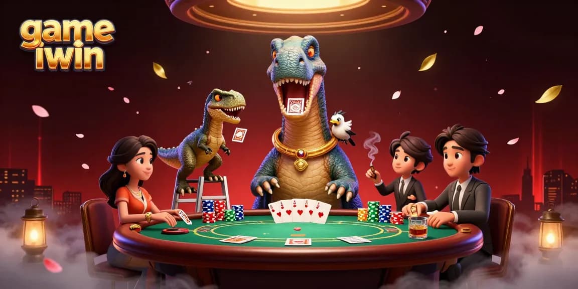Engage in exciting poker action with game iwin as a brontosaurus towers above the table.