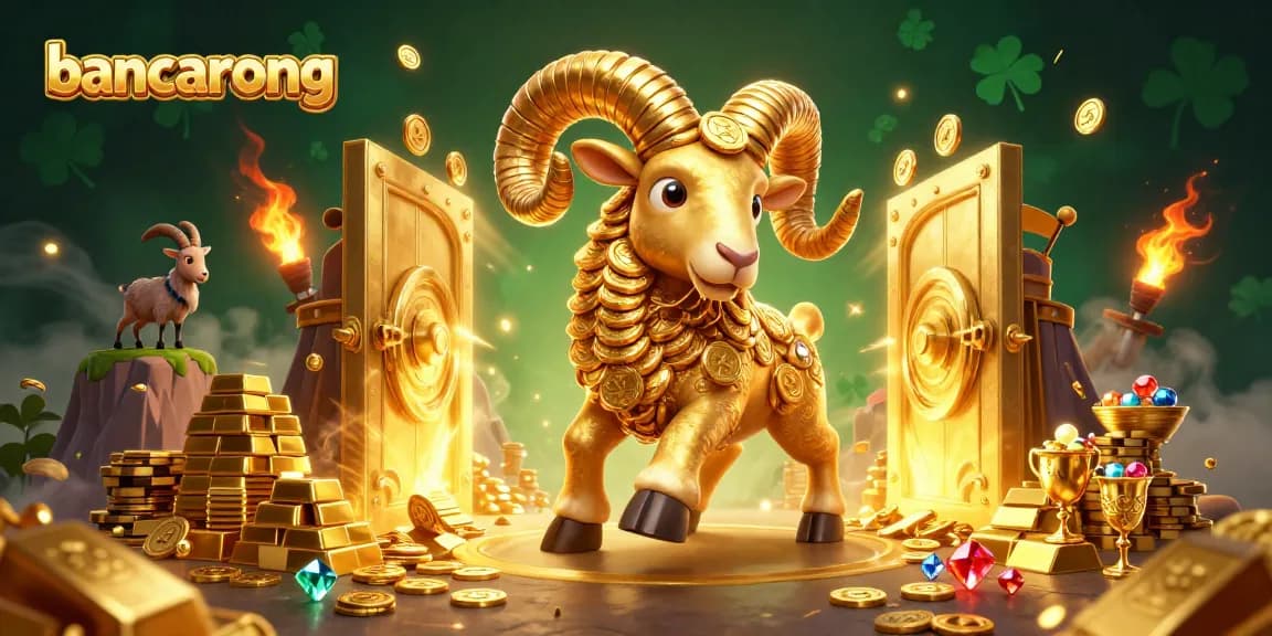 Bancarong showcases a golden ram charging through a treasure vault, filled with jewels and gold.