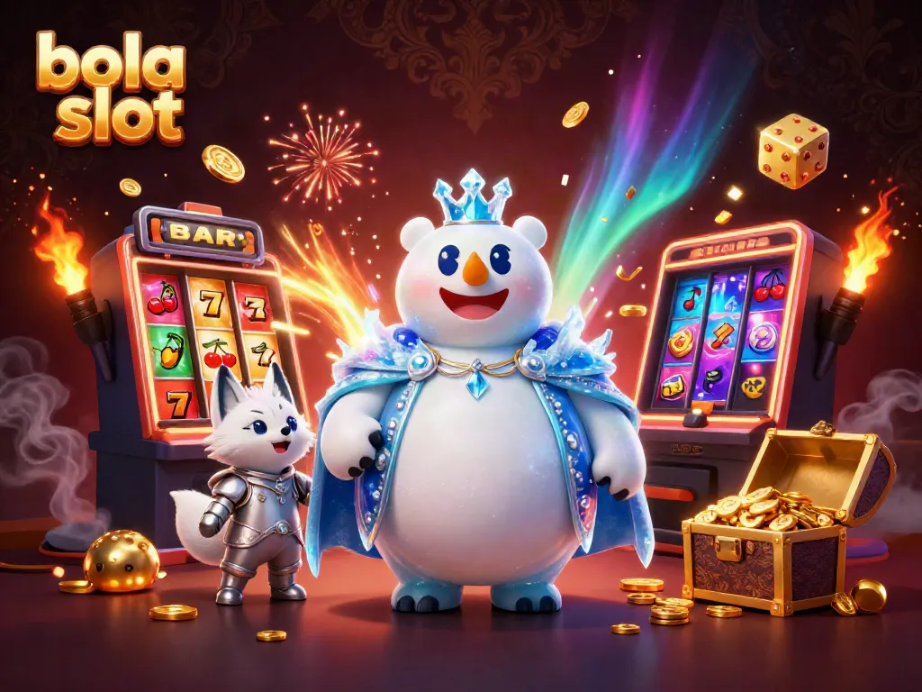 Experience the excitement of bola slot with a magical scene featuring an ice king and a treasure-filled jackpot.