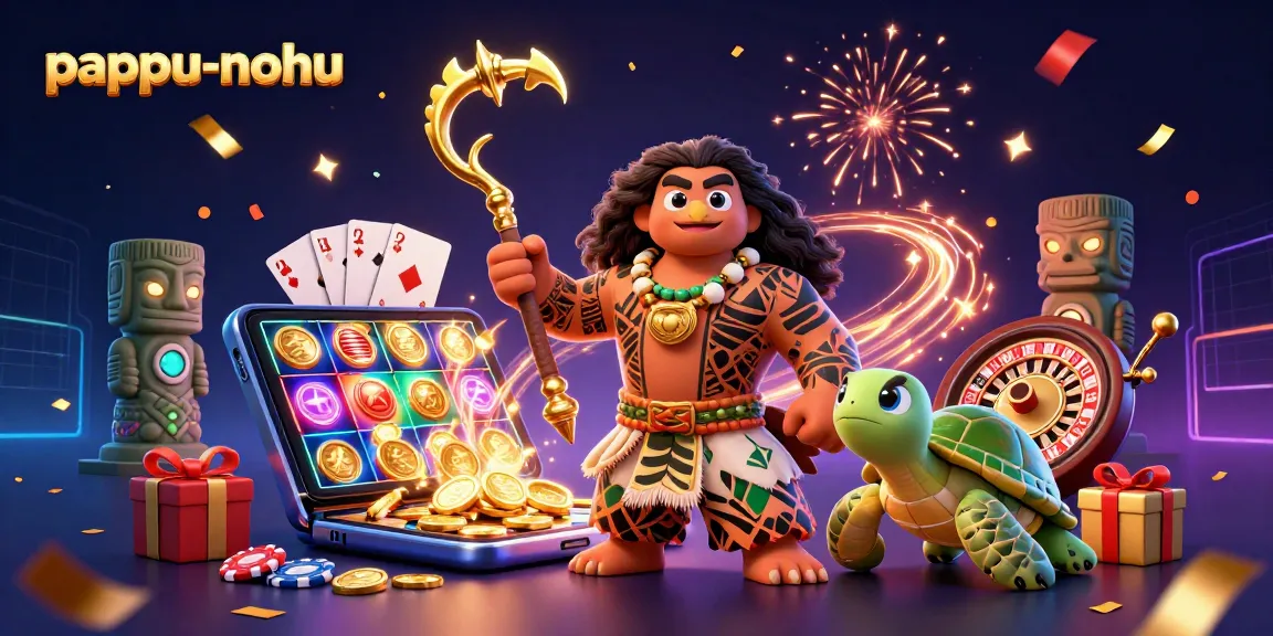 Pappu-nohu showcases a vibrant 3D cartoon scene with characters engaging in thrilling gambling elements