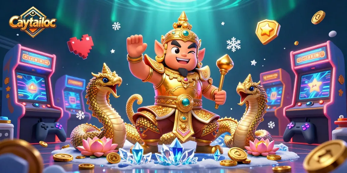 Engage with caytailoc's exciting games in a vibrant, colorful 3D casino scene filled with dynamic elements.