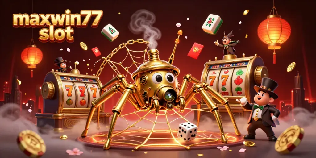 Experience thrilling gameplay with maxwin77 slot in a vibrant steampunk-themed casino world.
