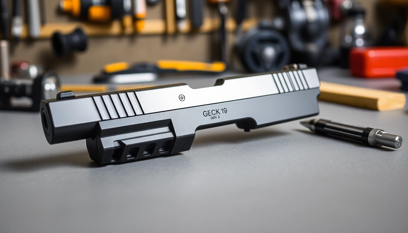 Showcase Glock 19 Gen 3 OEM slide highlighting its precision design and quality craftsmanship.