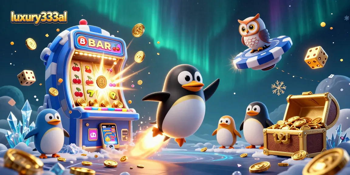 Experience winning thrills with luxury333al in a vibrant casino adventure scene featuring animated characters.