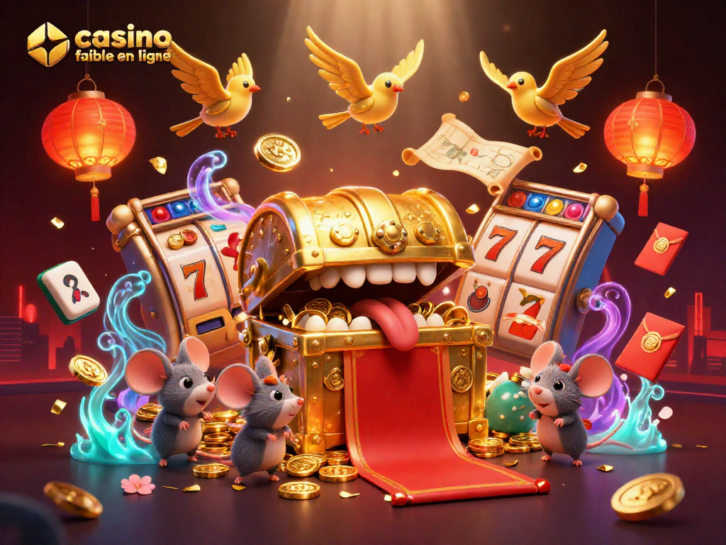 Profitez d'une expérience de jeu immersive en découvrant un casino fiable en ligne avec un coffre aux trésors et une ambiance festive.