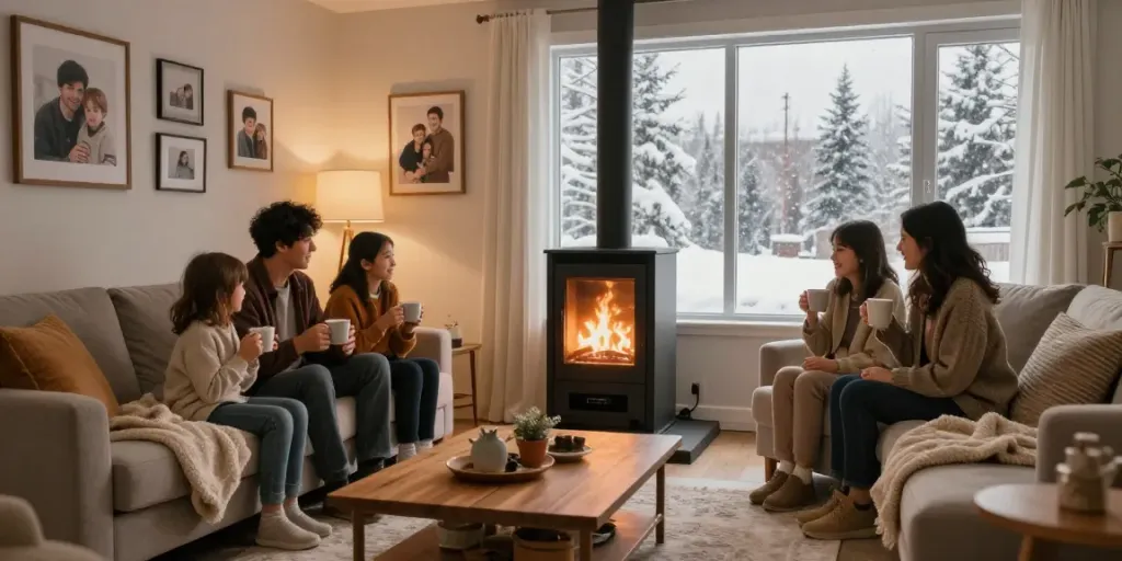 Furnace Install Calgary in a cozy home setting with a family enjoying warmth.