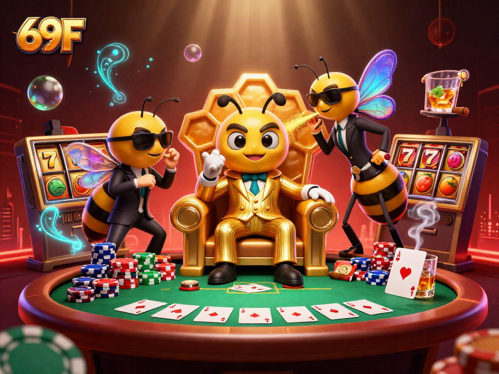 Entre no mundo de 69F, apostando em poker e caça-níqueis, luzes e efeitos das cartas em ação.