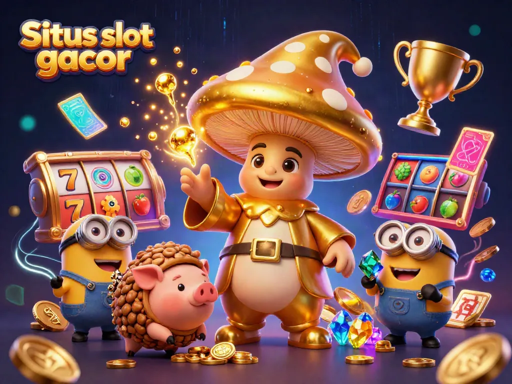 Experience excitement with Situs slot gacor, featuring a wizard and treasure in a vibrant 3D scene.