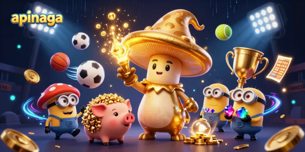 Transform your winnings with apinaga's magical gambling experience featuring a wizard and his treasure-seeking pig.