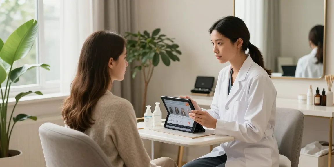ClinicEvo is a better alternative to QOVES, showcasing a personalized beauty consultation in a serene wellness studio.