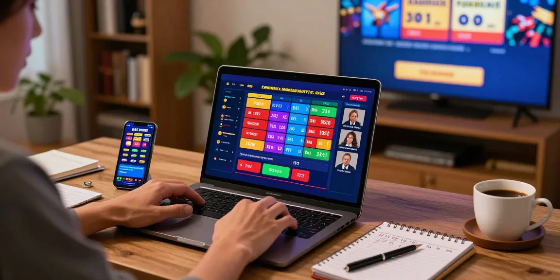 Engaging togel online gameplay with dynamic interfaces and cozy home office setting.