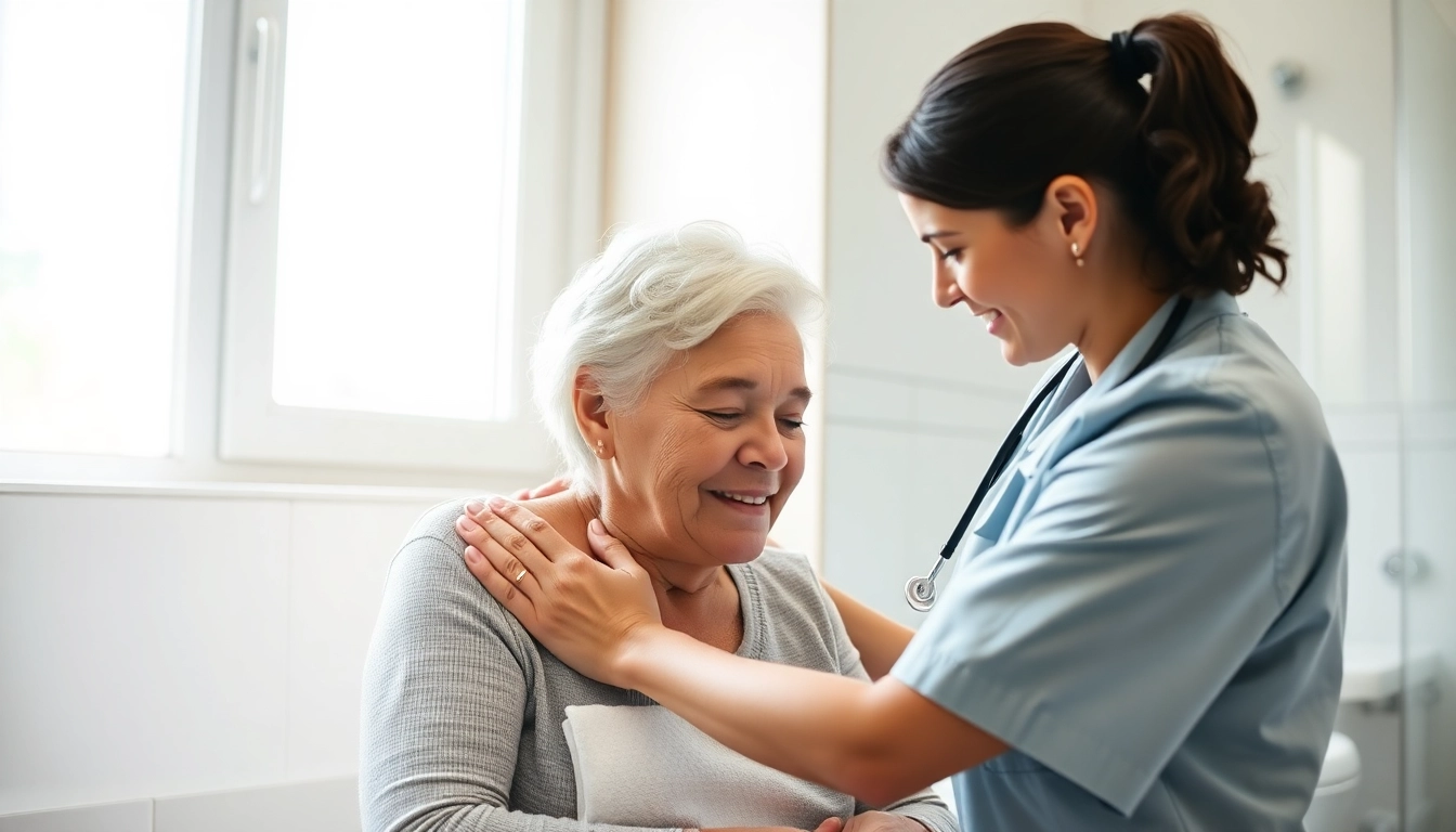 Providing bathing assistance seniors austin with compassionate support in a bright bathroom setting.