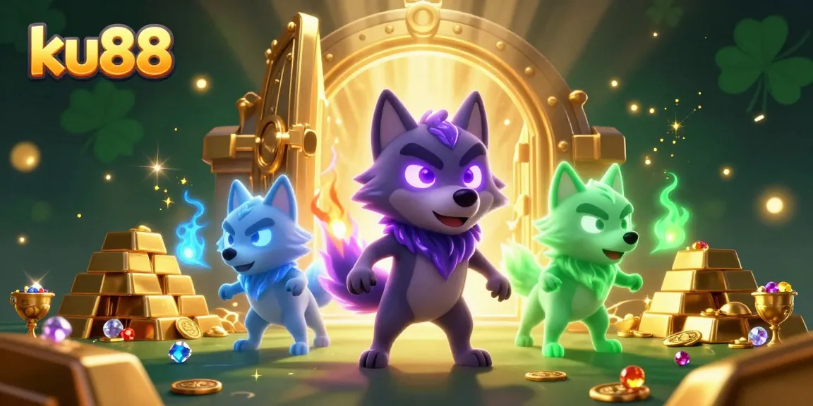 Play slots with ku88 to unlock treasure with ghostly wolves in a vivid 3D scene.