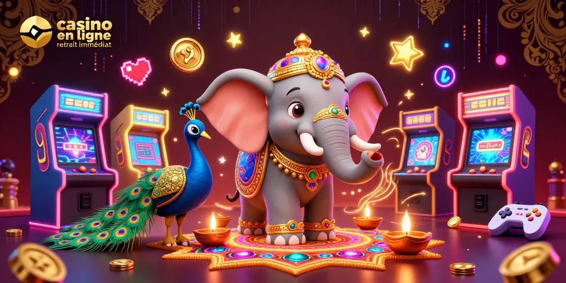 Vivez l'excitation du casino en ligne retrait immédiat avec cette illustration dynamique et colorée.