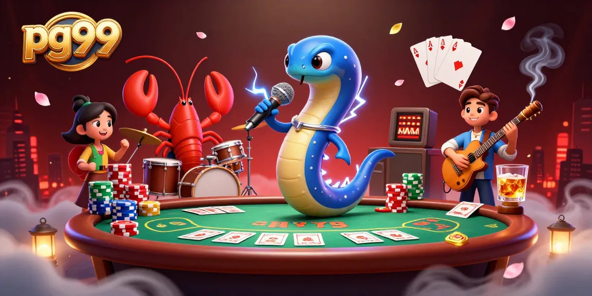 Experience the excitement at pg99 with an electrifying underwater casino scene featuring lively characters.