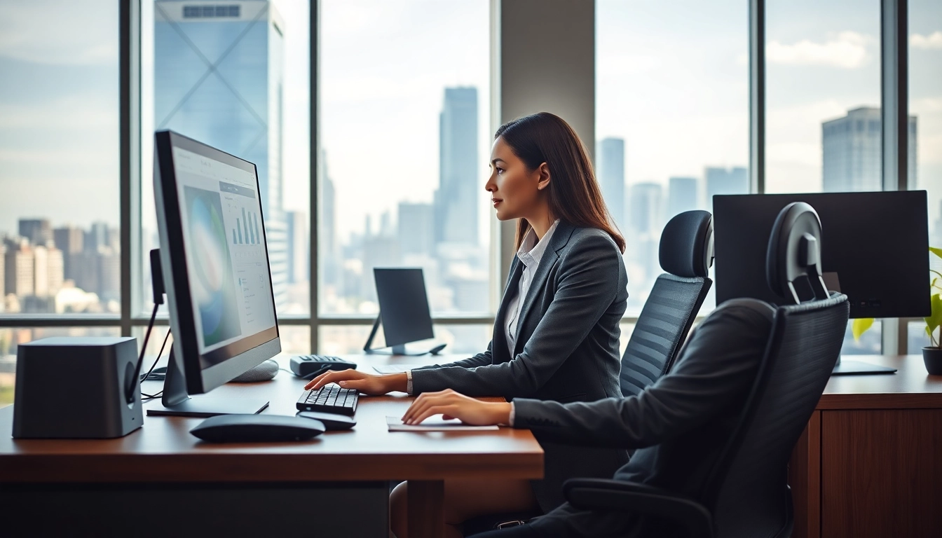 Replace executive assistant with AI in a modern office showcasing collaboration between human and digital assistants.