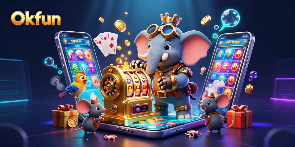 Enjoy thrilling wins at Okfun with steampunk characters and vibrant casino elements!