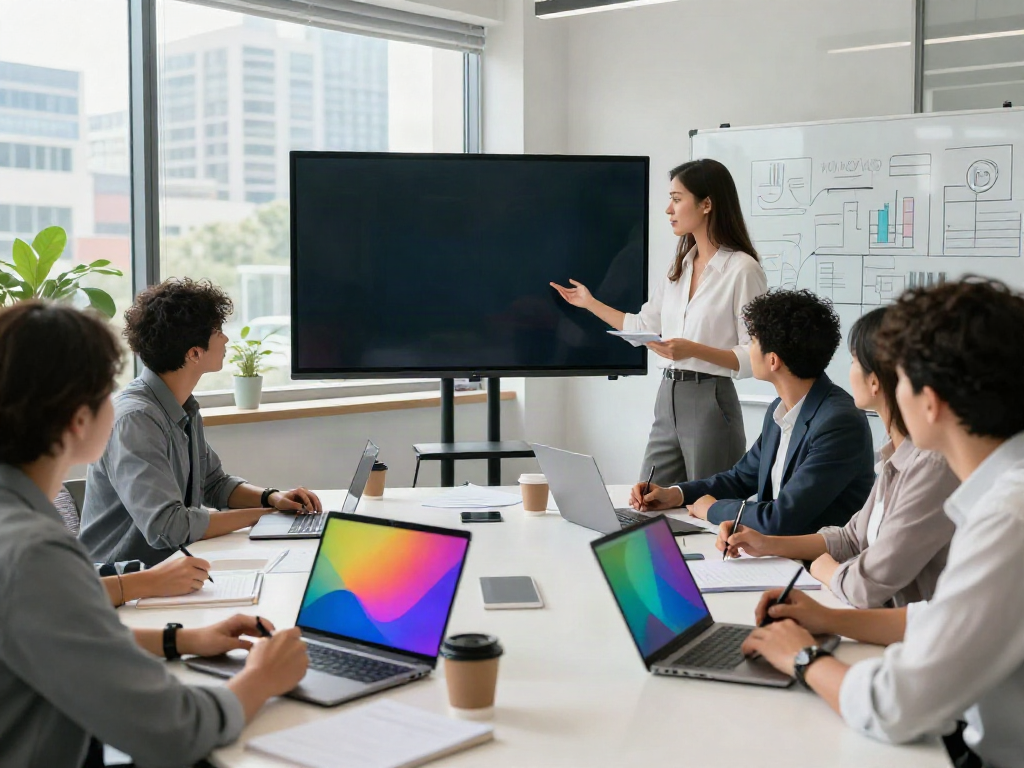 Team discussion on bonuses in a modern office, showcasing collaboration and strategy.