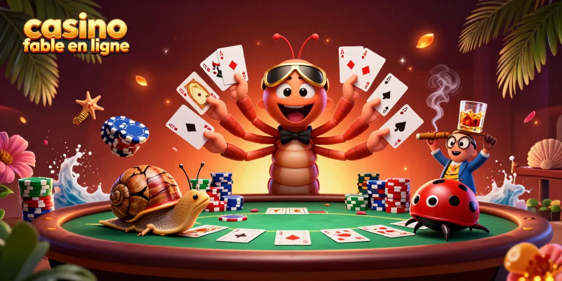 Jouez au casino fiable en ligne avec un croupier millipède et des jetons colorés.
