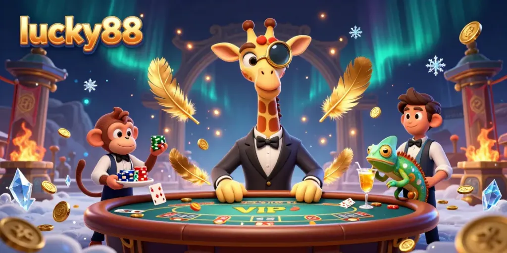 Experience the excitement of lucky88 in a captivating live casino scene filled with vibrant action and characters.