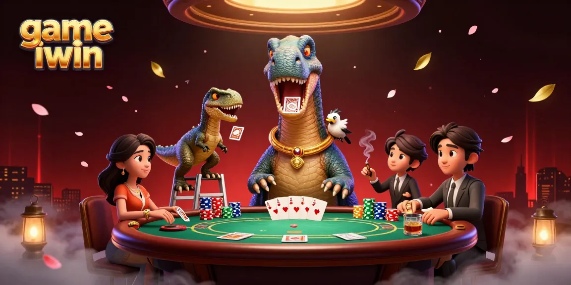 Engage in exciting poker action with game iwin as a brontosaurus towers above the table.