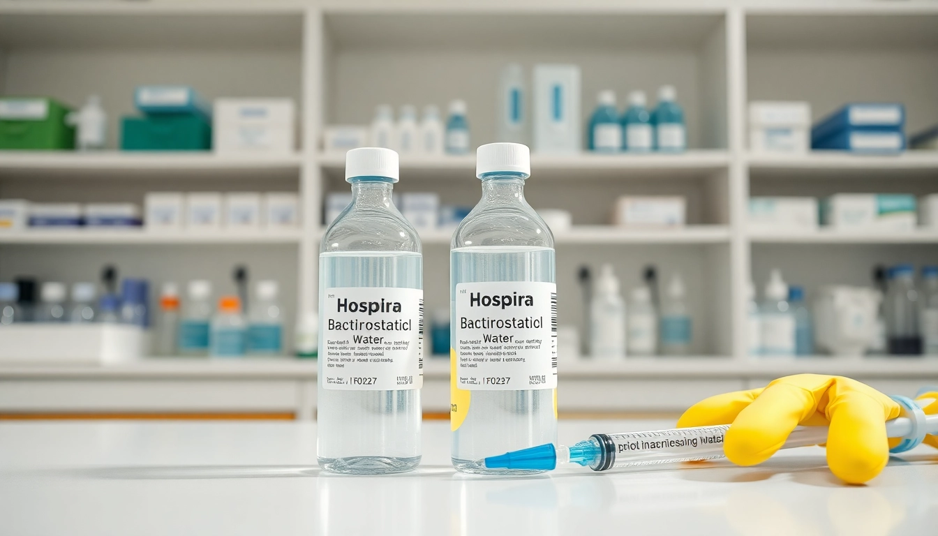 Analyze hospira bacteriostatic water in a laboratory with clear vials and syringes.