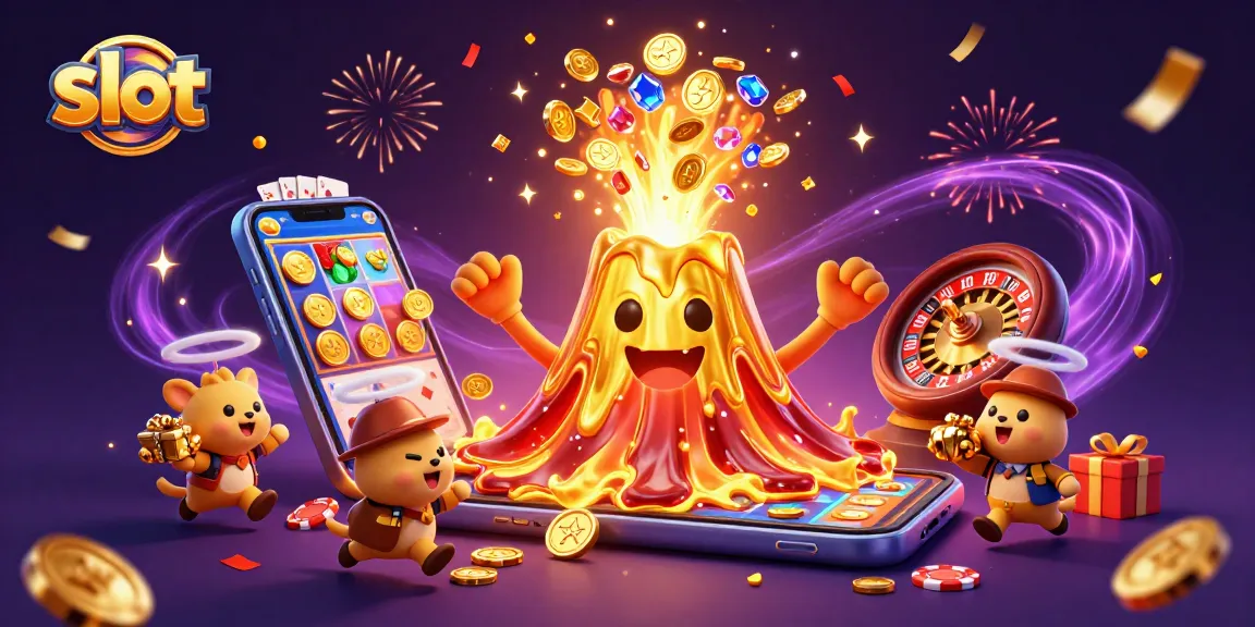Memenangkan jackpot slot di atas gunung emas yang meletus dengan harta karun berhamburan