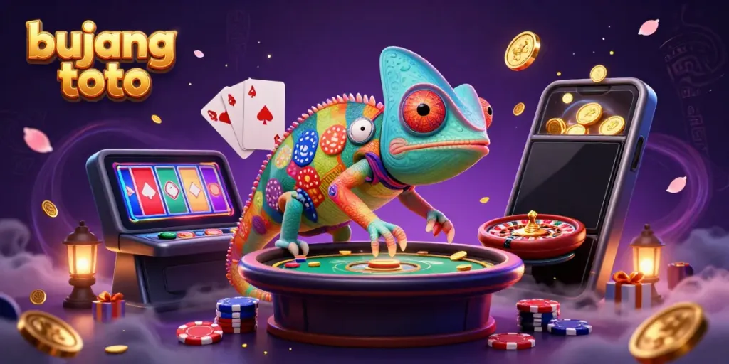 Experience the thrilling atmosphere of bujang toto with colorful slots and golden coins in action.