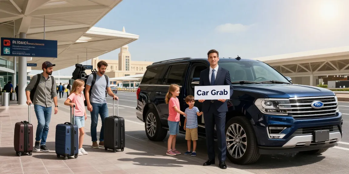 Airport Transfers Service Dubai: Professional chauffeur ready with luxury vehicle at Dubai Airport.
