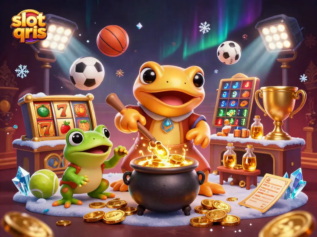 Experience the thrill of slot qris with a golden salamander alchemist conjuring gold coins.