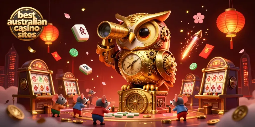 Experience the excitement of the best australian casino sites with a lively 3D casino scene full of activity.
