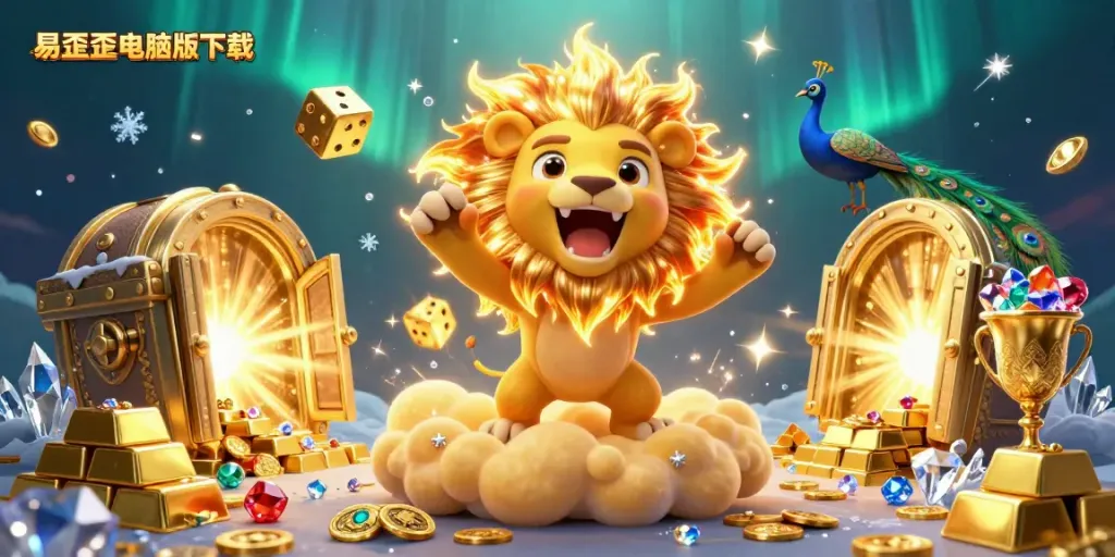 Engage in winning strategies with 易歪歪电脑版下载 in an exciting casino setup filled with treasures and dynamic characters.