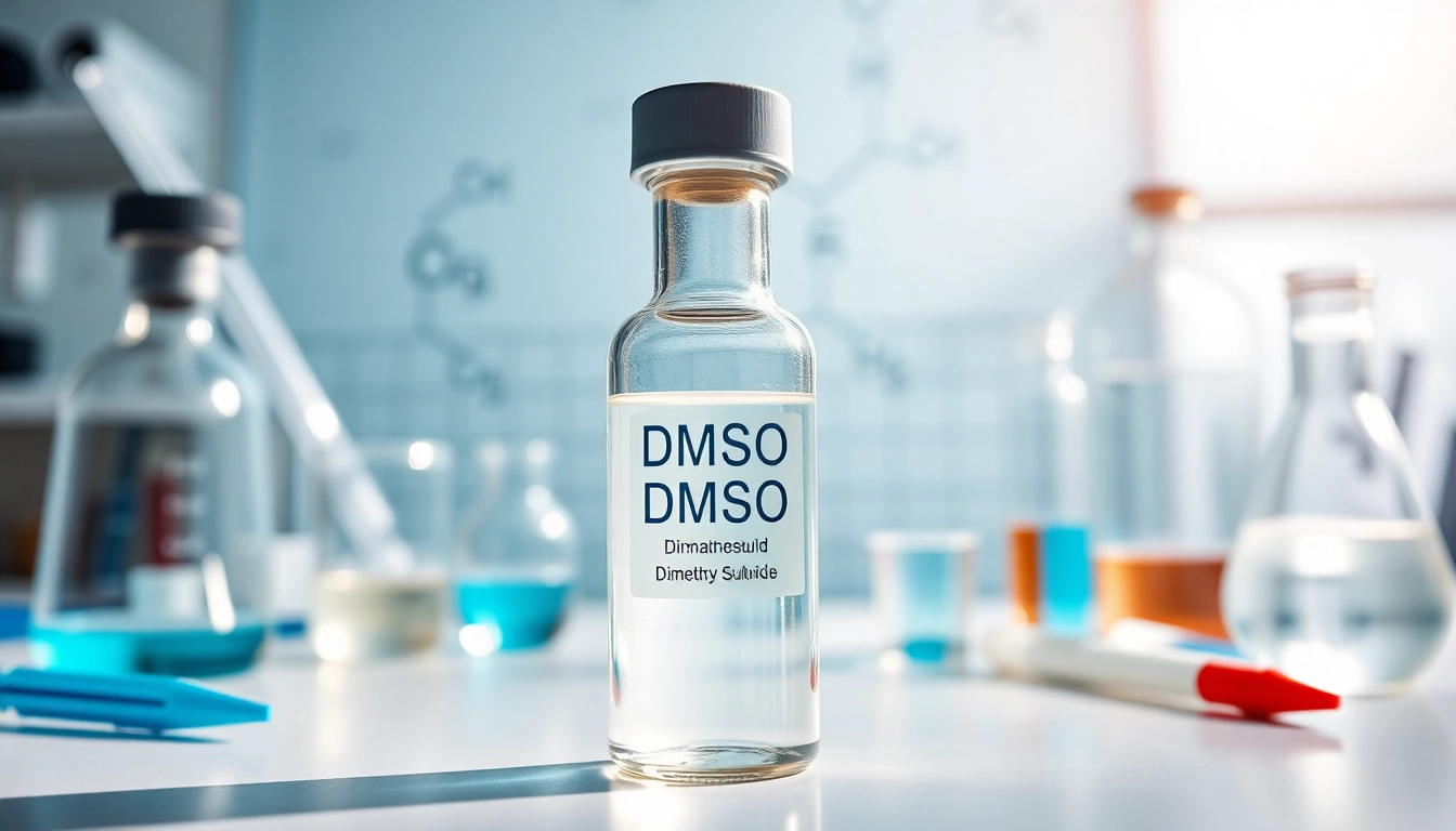 Highlighting dmso organic in a lab setting with glass vial and scientific equipment.